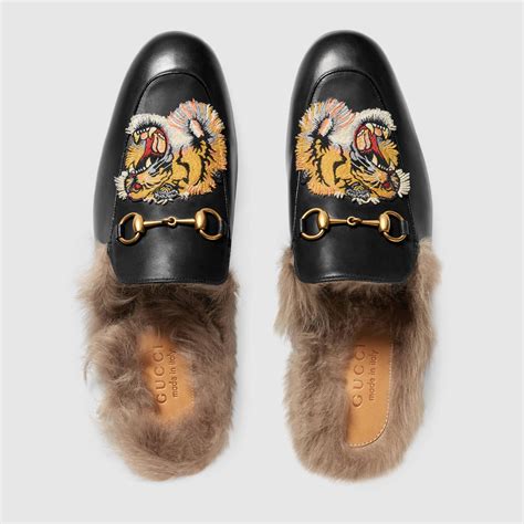 gucci princetown fur men's|Gucci princetown embroidered leather slipper.